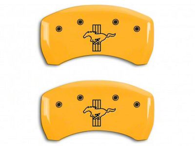 MGP Brake Caliper Covers with Tri-Bar Pony Logo; Yellow; Rear Only (05-14 Mustang GT)