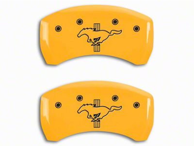 MGP Brake Caliper Covers with Tri-Bar Pony Logo; Yellow; Rear Only (15-23 Mustang GT)