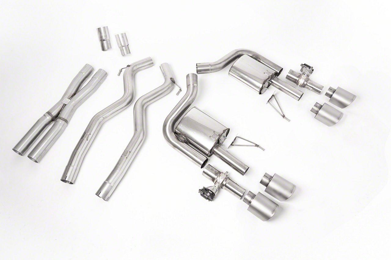 Milltek Active Valve Cat-Back Exhaust System with X-Pipe and Brushed Titanium Tips (21-24 Mustang Dark Horse, Mach 1)