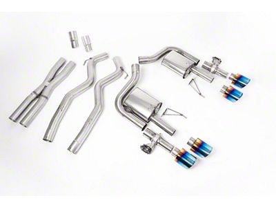 Milltek Active Valve Cat-Back Exhaust System with X-Pipe and Burnt Titanium Tips (21-24 Mustang Dark Horse, Mach 1)