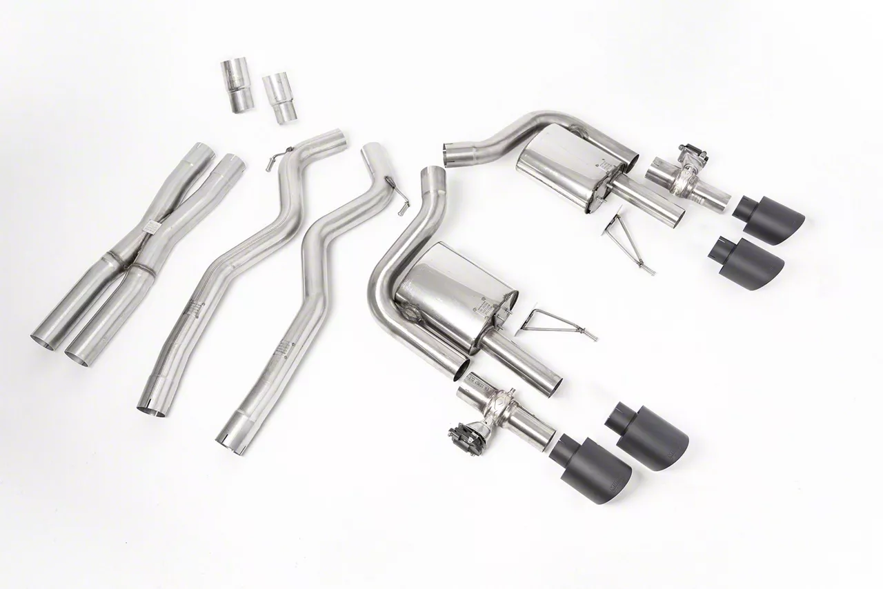 Milltek Active Valve Cat-Back Exhaust System with X-Pipe and Cerakote Black Tips (21-24 Mustang Dark Horse, Mach 1)