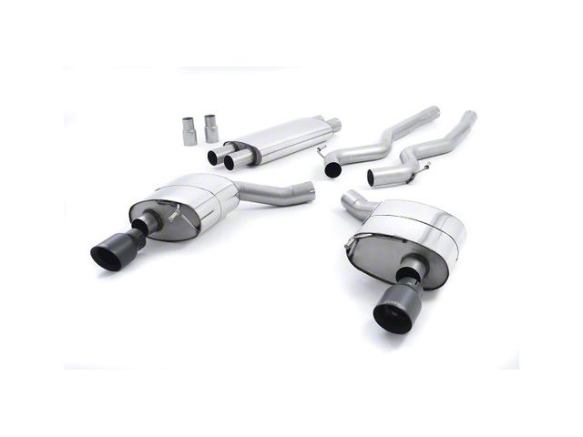 Milltek Dual Outlet Resonated Quieter Cat-Back Exhaust System with Cerakote Black Tips (15-23 EcoBoost Mustang Fastback w/o Active Exhaust)