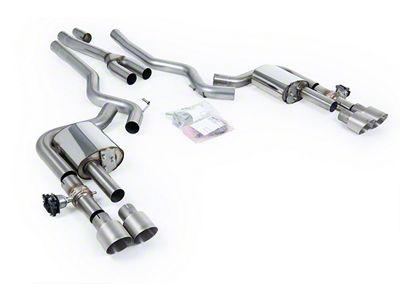 Milltek Quad Outlet Non-Resonated Cat-Back Exhaust System with Brushed Titanium Tips (24-25 Mustang EcoBoost Fastback w/ Active Exhaust)