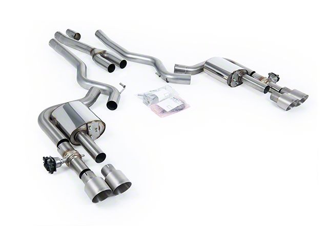 Milltek Quad Outlet Non-Resonated Cat-Back Exhaust System with Brushed Titanium Tips (2024 Mustang EcoBoost Fastback w/ Active Exhaust)