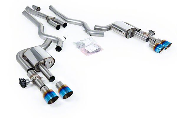 Milltek Quad Outlet Non-Resonated Cat-Back Exhaust System with Burnt Titanium Tips (2024 Mustang EcoBoost Fastback w/ Active Exhaust)