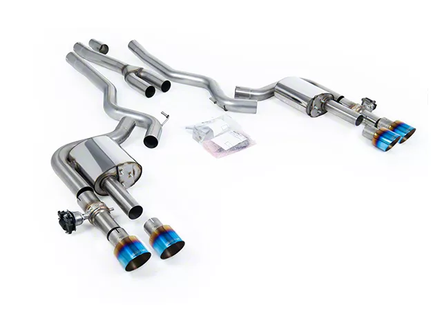 Milltek Quad Outlet Non-Resonated Cat-Back Exhaust System with Burnt Titanium Tips (2024 Mustang EcoBoost Fastback w/ Active Exhaust)