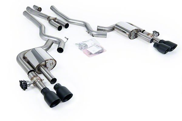 Milltek Quad Outlet Non-Resonated Cat-Back Exhaust System with Cerakote Black Tips (2024 Mustang EcoBoost Fastback w/ Active Exhaust)