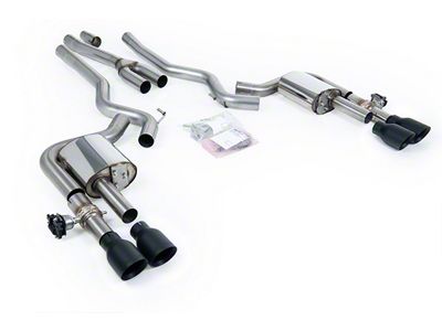 Milltek Quad Outlet Non-Resonated Cat-Back Exhaust System with Cerakote Black Tips (24-25 Mustang EcoBoost Fastback w/ Active Exhaust)