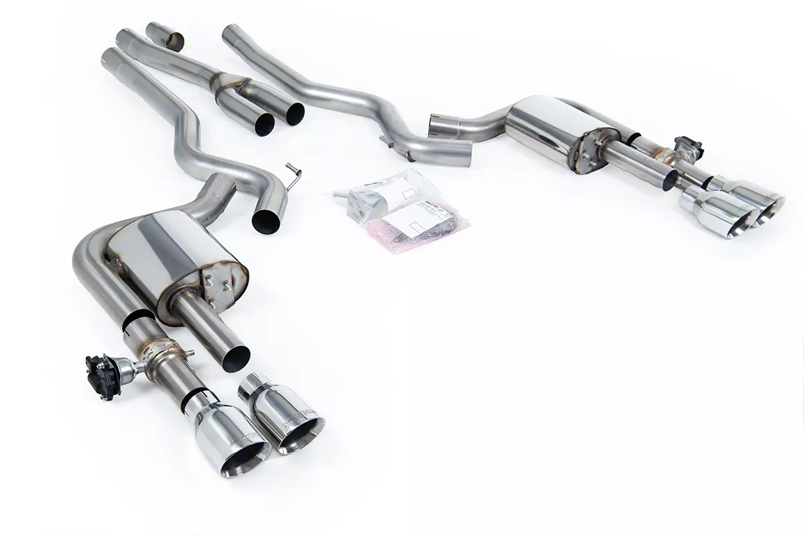 Milltek Quad Outlet Non-Resonated Cat-Back Exhaust System with Polished Tips (2024 Mustang EcoBoost Fastback w/ Active Exhaust)