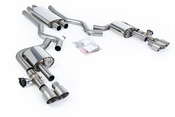 Milltek Quad Outlet Resonated Cat-Back Exhaust System with Brushed Titanium Tips (2024 Mustang EcoBoost Fastback w/ Active Exhaust)