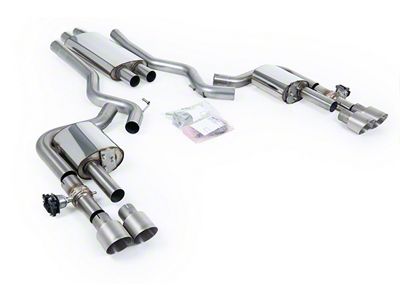 Milltek Quad Outlet Resonated Cat-Back Exhaust System with Brushed Titanium Tips (24-25 Mustang EcoBoost Fastback w/ Active Exhaust)
