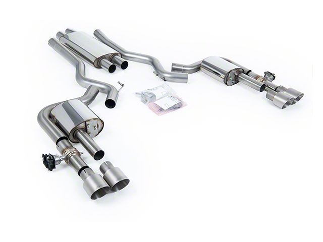 Milltek Quad Outlet Resonated Cat-Back Exhaust System with Brushed Titanium Tips (2024 Mustang EcoBoost Fastback w/ Active Exhaust)