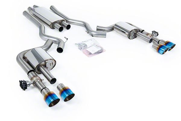 Milltek Quad Outlet Resonated Cat-Back Exhaust System with Burnt Titanium Tips (2024 Mustang EcoBoost Fastback w/ Active Exhaust)