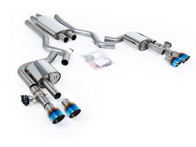 Milltek Quad Outlet Resonated Cat-Back Exhaust System with Burnt Titanium Tips (24-25 Mustang EcoBoost Fastback w/ Active Exhaust)