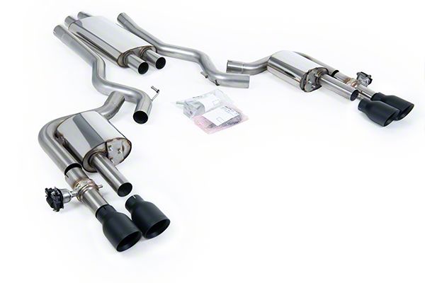 Milltek Quad Outlet Resonated Cat-Back Exhaust System with Cerakote Black Tips (2024 Mustang EcoBoost Fastback w/ Active Exhaust)