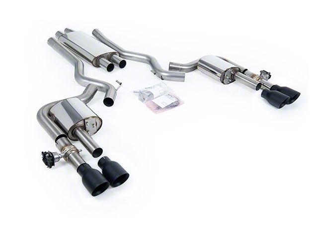 Milltek Quad Outlet Resonated Cat-Back Exhaust System with Cerakote Black Tips (2024 Mustang EcoBoost Fastback w/ Active Exhaust)