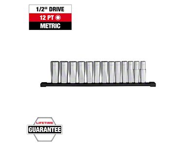 Milwaukee Tool 1/2-Inch Drive 12-Point Deep Well Metric Socket Set; 13-Piece