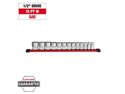 Milwaukee Tool 1/2-Inch Drive 12-Point SAE Socket Set; 13-Piece