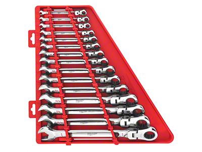 Milwaukee Tool Flex Head Ratcheting Combination Wrench Set; 15-Piece