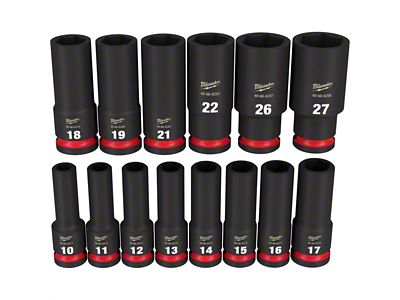 Milwaukee Tool SHOCKWAVE Impact Duty 1/2-Inch Drive Metric Deep 6-Point Socket Set; 14-Piece