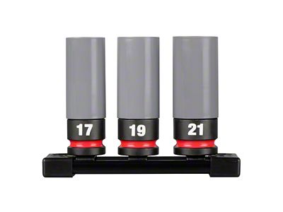 Milwaukee Tool SHOCKWAVE Impact Duty 1/2-Inch Drive Metric Lug Nut Wheel Socket Set; 3-Piece