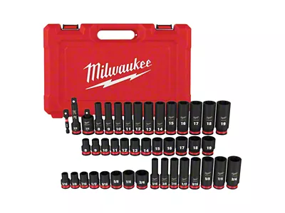 Milwaukee Tool SHOCKWAVE Impact Duty 3/8-Inch Drive SAE and Metric Deep 6-Point Socket Set; 43-Piece