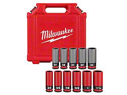 Milwaukee Tool SHOCKWAVE Impact Duty 1/2-Inch Drive SAE and Metric Lug Nut Wheel Socket Set; 11-Piece 
