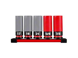 Milwaukee Tool SHOCKWAVE Impact Duty 1/2-Inch Drive SAE and Metric Lug Nut Wheel Socket Set; 5-Piece 