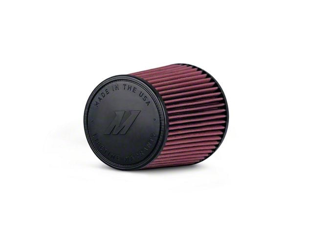 Mishimoto Performance Air Filter; 4-Inch Inlet; 7-Inch Filter Length; Red (Universal; Some Adaptation May Be Required)