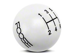 MMD by FOOSE Retro Style 5-Speed Shift Knob w/ FOOSE logo; White (05-10 Mustang GT, V6)