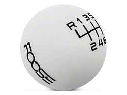 MMD by FOOSE Retro Style 6-Speed Shift Knob with FOOSE Logo; White (15-22 Mustang GT, EcoBoost, V6)