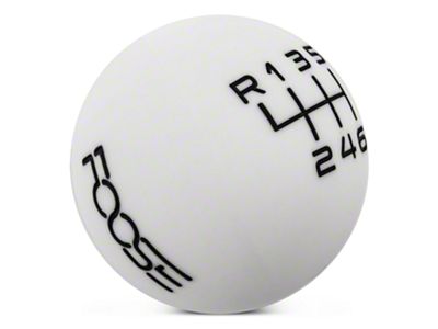 MMD by FOOSE Retro Style 6-Speed Shift Knob with FOOSE Logo; White (15-22 Mustang GT, EcoBoost, V6)