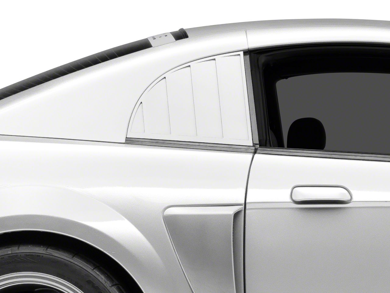 thumbnail image 2 of Black ABS Side Window Louvers For 1999-2004 Ford Mustang Coupe – GT Lambo Style 2 of 3