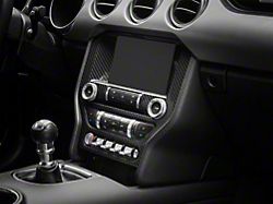 MMD Center Dash Trim; Gloss Carbon Fiber (15-23 Mustang w/ 8-Inch Screen)