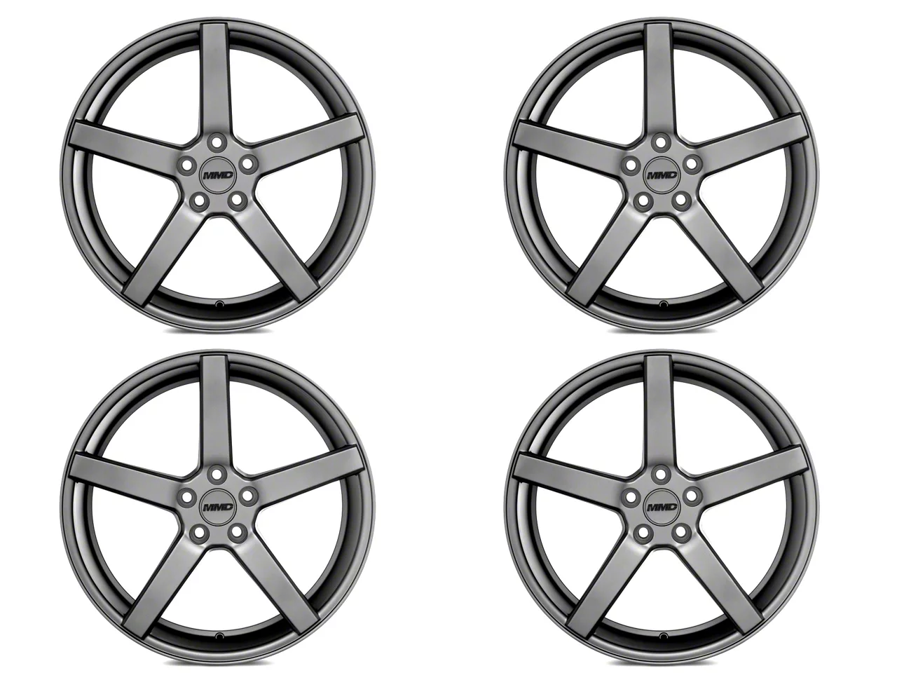 Mustang Staggered MMD 551C Charcoal 4-Wheel Kit; 20x8.5
