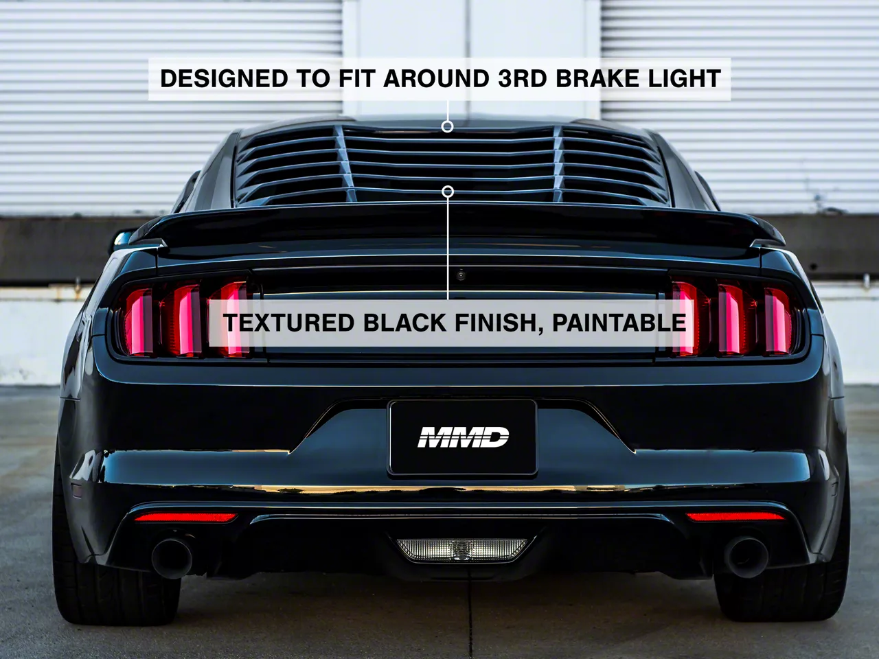 MMD Mustang ABS Rear Window Louvers 389636 (15-26 Mustang Fastback