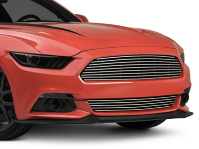 SpeedForm Modern Billet Retro Grille with 1-Piece Lower; Polished (15-17 Mustang GT, EcoBoost, V6)