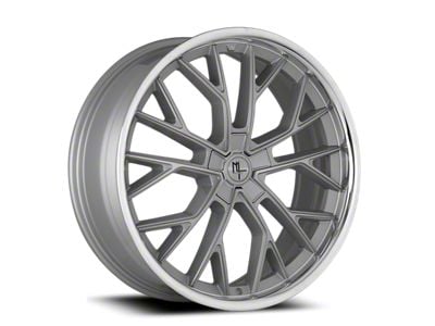 Modern Luxury MLF15 Brushed Silver with Stainless Lip Wheel; 22x8.5; 38mm Offset (05-09 Mustang)
