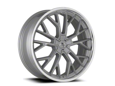 Modern Luxury MLF15 Brushed Silver with Stainless Lip Wheel; 20x8.5; 35mm Offset (15-23 Mustang GT, EcoBoost, V6)