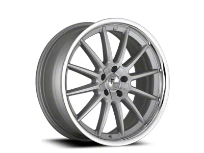 Modern Luxury MLF14 Brushed Silver with Stainless Lip Wheel; 22x8.5; 35mm Offset (24-26 Mustang GT, EcoBoost)