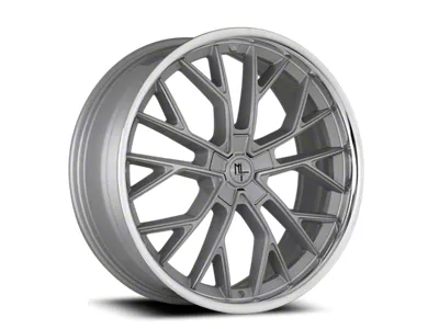 Modern Luxury MLF15 Brushed Silver with Stainless Lip Wheel; 20x8.5; 35mm Offset (24-26 Mustang GT, EcoBoost)