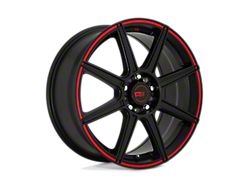 Motegi CS8 Satin Black with Red Stripe Wheel; 18x8 (21-23 Mustang Mach-E, Excluding GT)