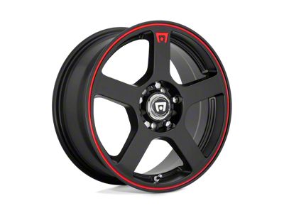 Motegi FS5 Matte Black with Red Racing Stripe Wheel; 18x8; 45mm Offset (21-25 Mustang Mach-E, Excluding GT)