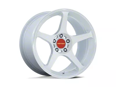 Motegi Battle V Matsuri White Pearl with Machined Lip Stripe Wheel; 18x9.5; 15mm Offset (24-25 Mustang)