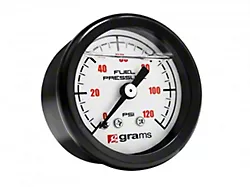 Grams Performance 0-120 PSI Fuel Pressure Gauge; White (Universal; Some Adaptation May Be Required)