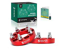 1-Inch 5-Lug Wheel Spacers; Red; Set of Two (94-14 Mustang)