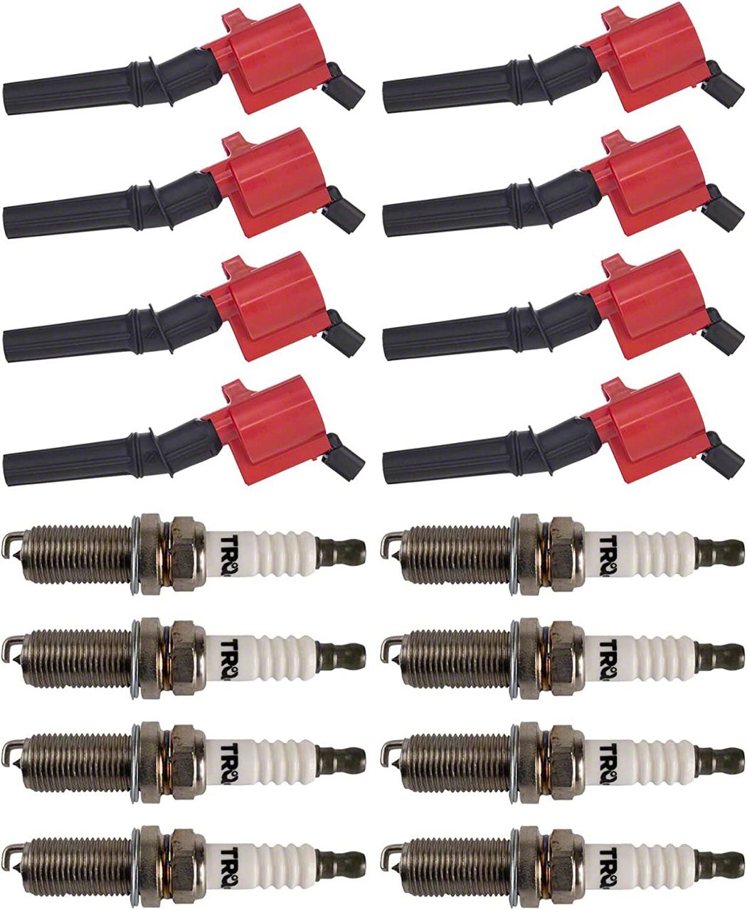 TRQ 16-Piece Ignition Kit For 2018-2020 Ford F-150 & Mustang 5.0L V8 - Coils & Spark Plugs Set