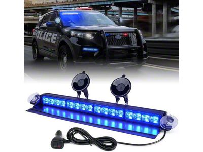 18-Inch Windshield Dash Strobe Light with Suction Cups; Blue (Universal; Some Adaptation May Be Required)