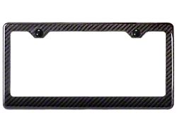 2-Hole Real Carbon Fiber License Plate Frame; Gloss Black (Universal; Some Adaptation May Be Required)