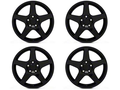 2003 Cobra Style Gloss Black 4-Wheel Kit; 17x9; 26mm Offset (99-04 Mustang)